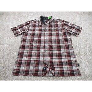 Kuhl Ionik Shirt Adult Large Red Black Plaid Hiking Camp Casual Button Up Mens *